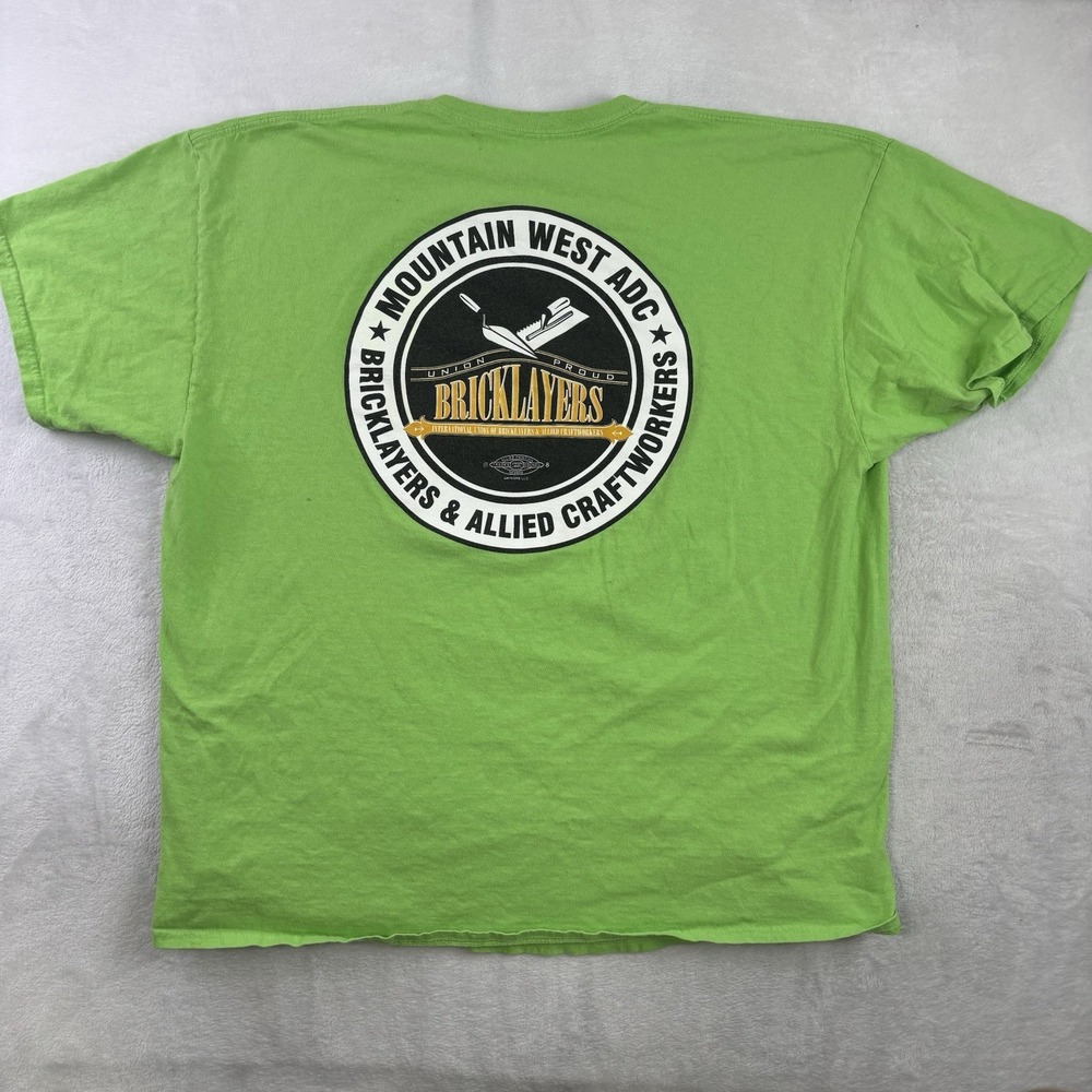 Union Made Mountain West ADC Bricklayers & Craftworkers Green SS Shirt Stains 2X